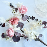 Load image into Gallery viewer, Blush Eternal – Dusty Rose & Blush Pink Preserved Floral Bridal Hairpiece Set (5-Piece)