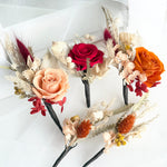 Load image into Gallery viewer, Bohemian Flame – Preserved Floral Bridal Hairpiece Set (5-Piece)
