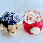 Load image into Gallery viewer, Teddy Bloom Duo – Preserved Flower Plush Arrangement
