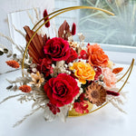 Load image into Gallery viewer, Radiant Bloom Preserved Flower Arrangement – Golden Hoop Design