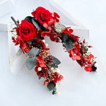 Load image into Gallery viewer, Velvet Flame – Preserved Floral Bridal Hairpiece Set (2-Piece)
