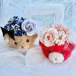 Load image into Gallery viewer, Teddy Bloom Duo – Preserved Flower Plush Arrangement