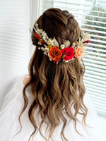 Load image into Gallery viewer, Bohemian Flame – Preserved Floral Bridal Hairpiece Set (5-Piece)