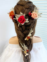 Load image into Gallery viewer, Bohemian Flame – Preserved Floral Bridal Hairpiece Set (5-Piece)