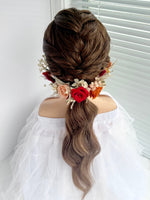 Load image into Gallery viewer, Bohemian Flame – Preserved Floral Bridal Hairpiece Set (5-Piece)