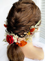 Load image into Gallery viewer, Bohemian Flame – Preserved Floral Bridal Hairpiece Set (5-Piece)