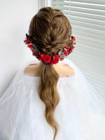 Load image into Gallery viewer, Velvet Flame – Preserved Floral Bridal Hairpiece Set (2-Piece)