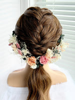 Load image into Gallery viewer, Coral Blush – Preserved Floral Bridal Hairpiece Set (2-Piece)