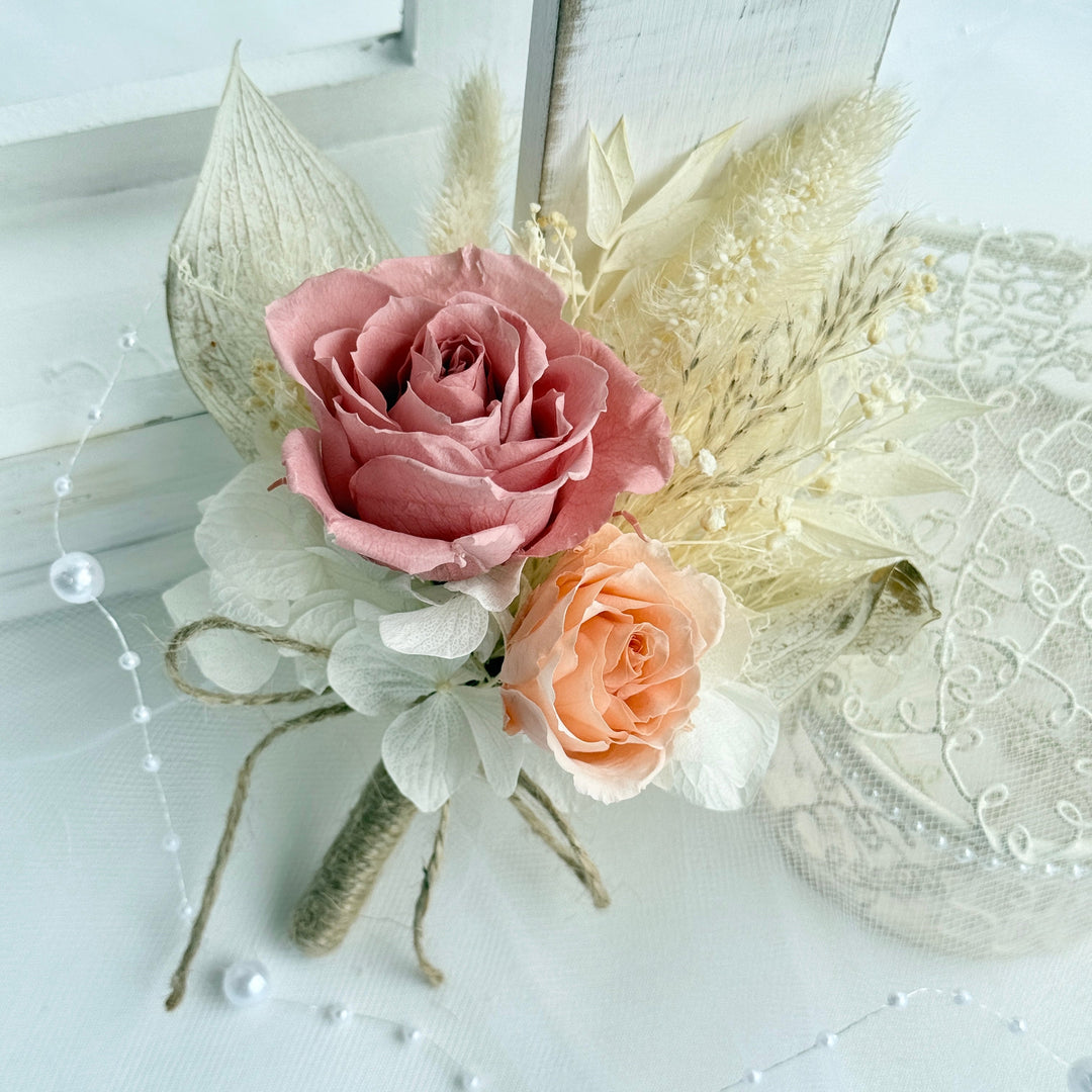 Sunset Garden – Preserved Flower Boutonniere for Groom & Groomsmen