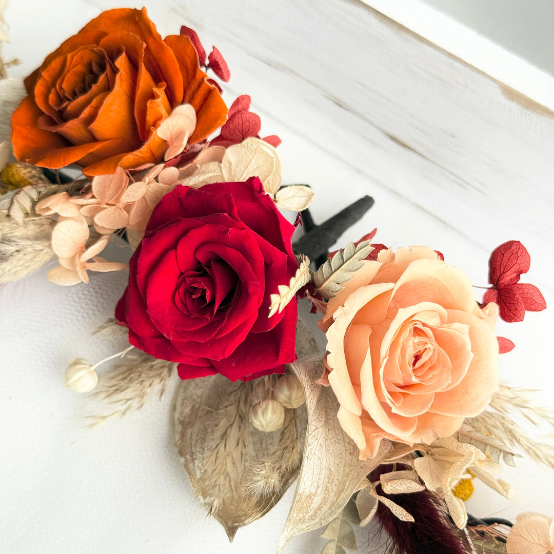 Bohemian Flame – Preserved Floral Bridal Hairpiece Set (5-Piece)