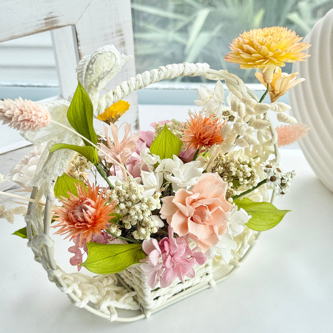 Whimsy Pastel Basket – Preserved Flower Gift