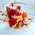 Load image into Gallery viewer, Radiant Bloom Preserved Flower Arrangement – Golden Hoop Design