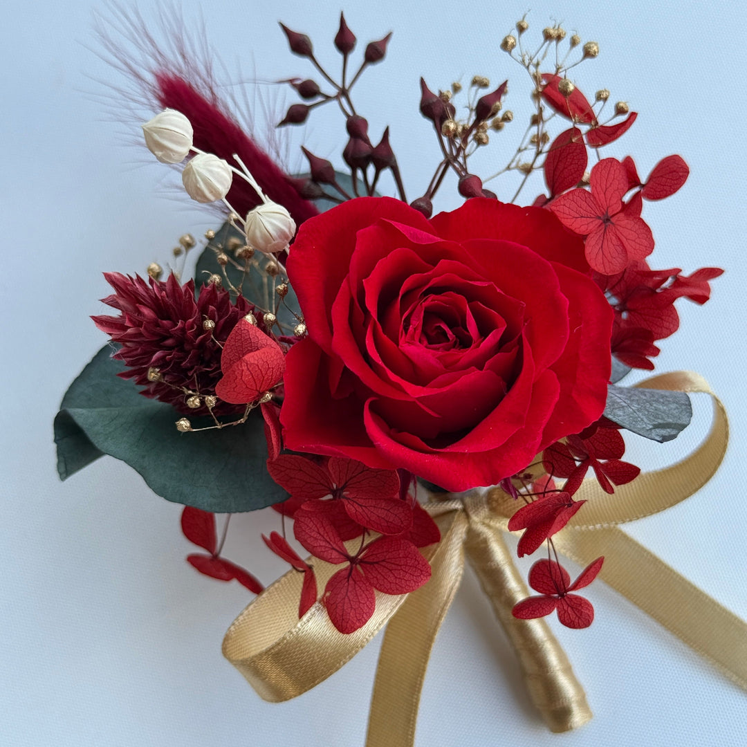 Velvet Flame - Preserved Flower Boutonnière