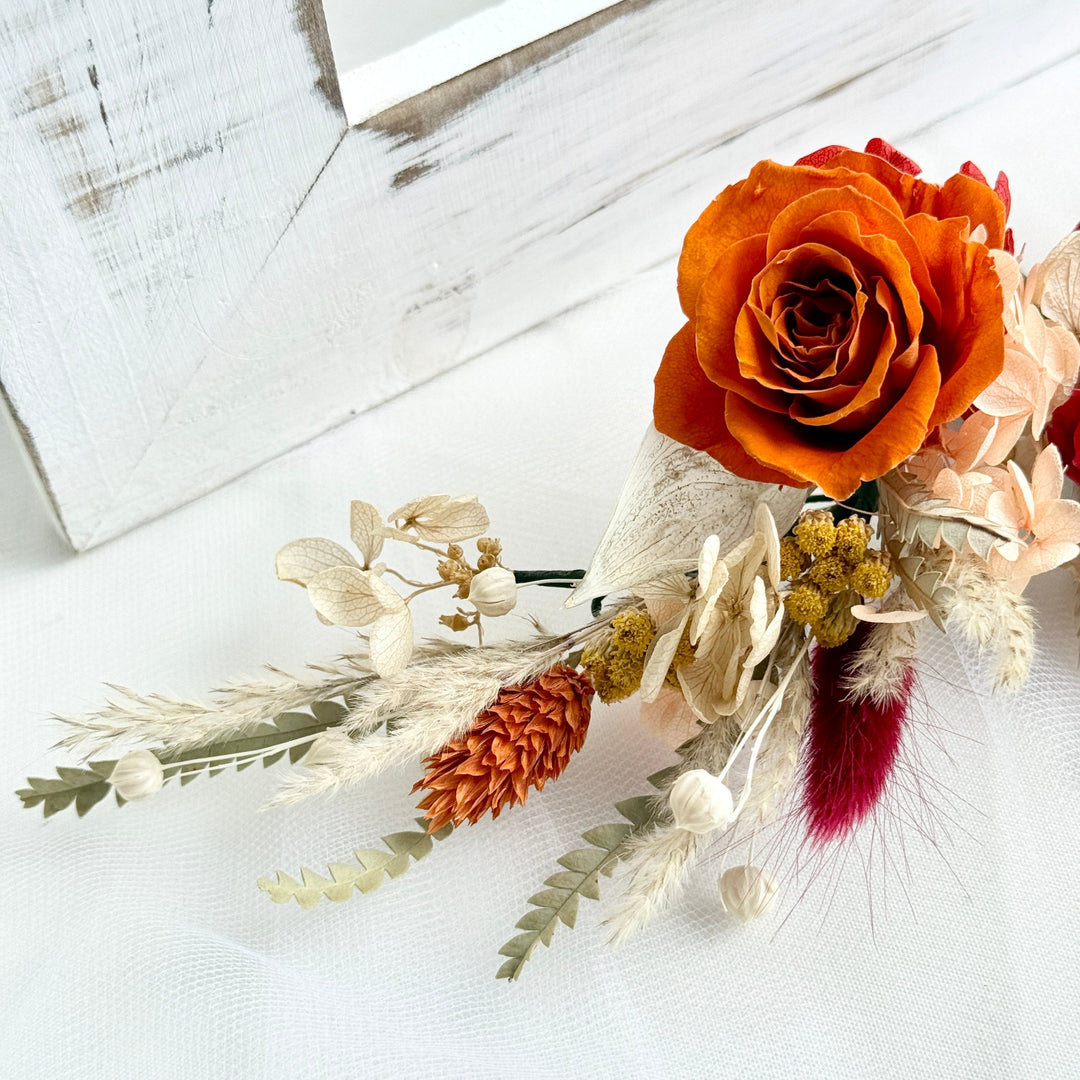 Bohemian Flame – Preserved Floral Bridal Hairpiece Set (5-Piece)