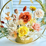 Load image into Gallery viewer, Golden Harmony Preserved Flower Gift – Circle Bloom Edition