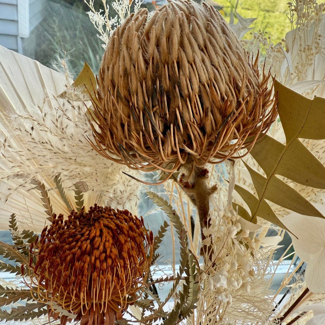 Dusty Pink Rose & Palm – Boho Preserved Bridal Bouquet