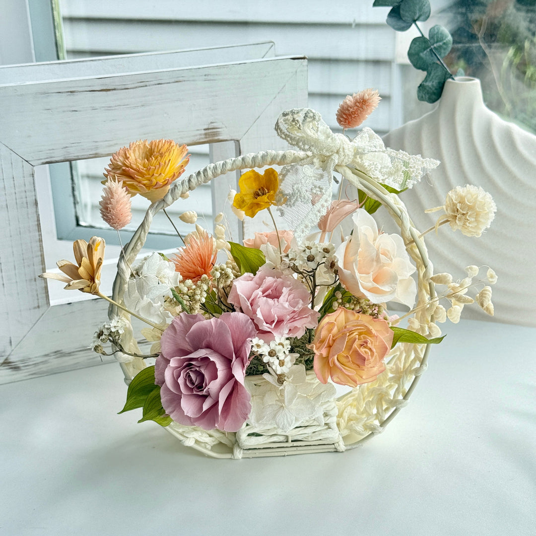 Whimsy Pastel Basket – Preserved Flower Gift