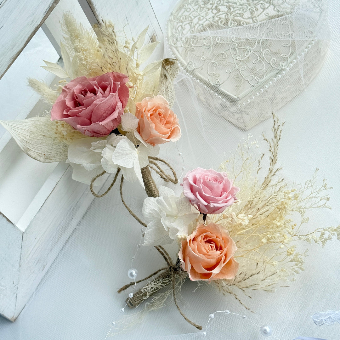 Sunset Garden – Preserved Flower Boutonniere for Groom & Groomsmen