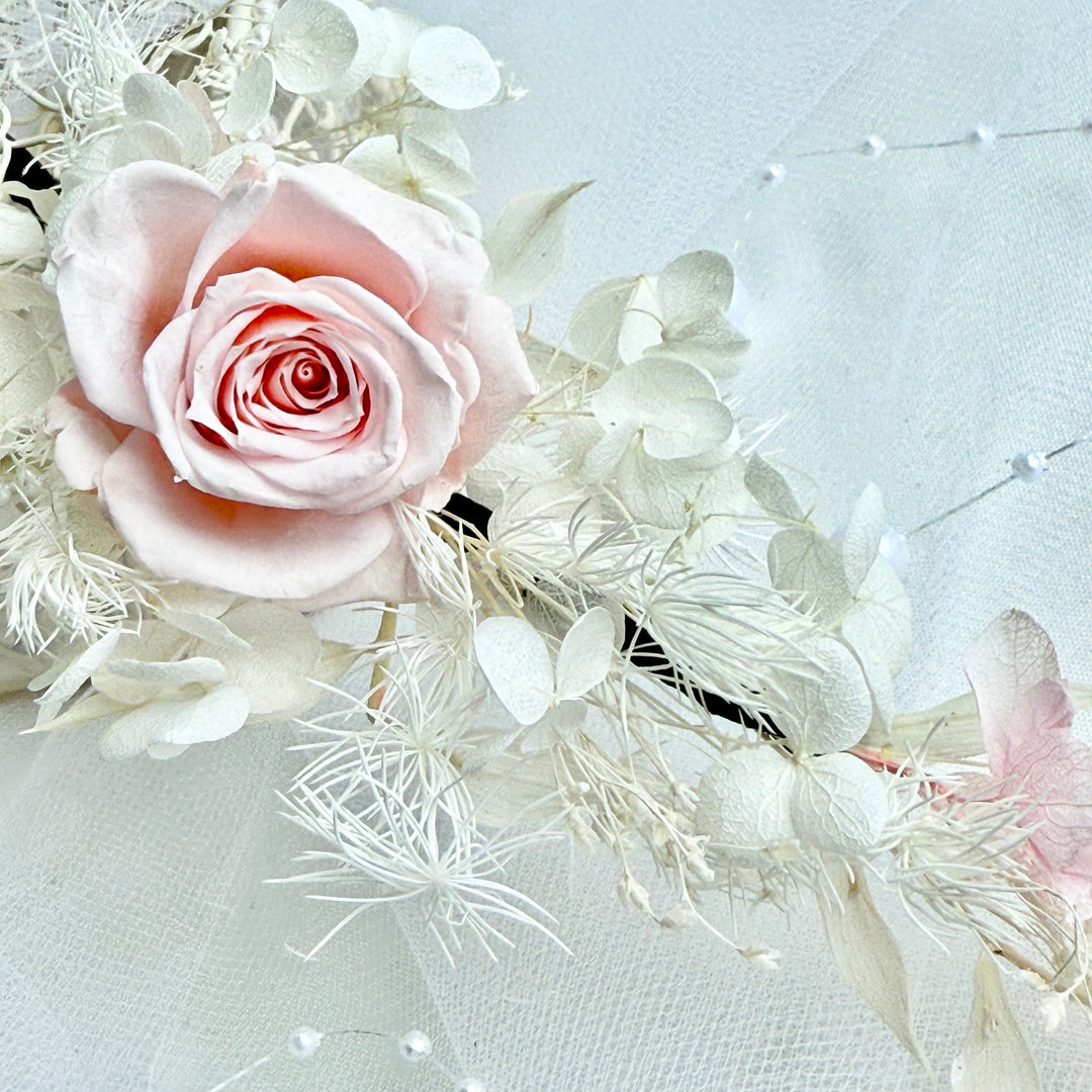 Cloud Blush –  Preserved Floral Bridal Hairpiece Set (2-Piece)