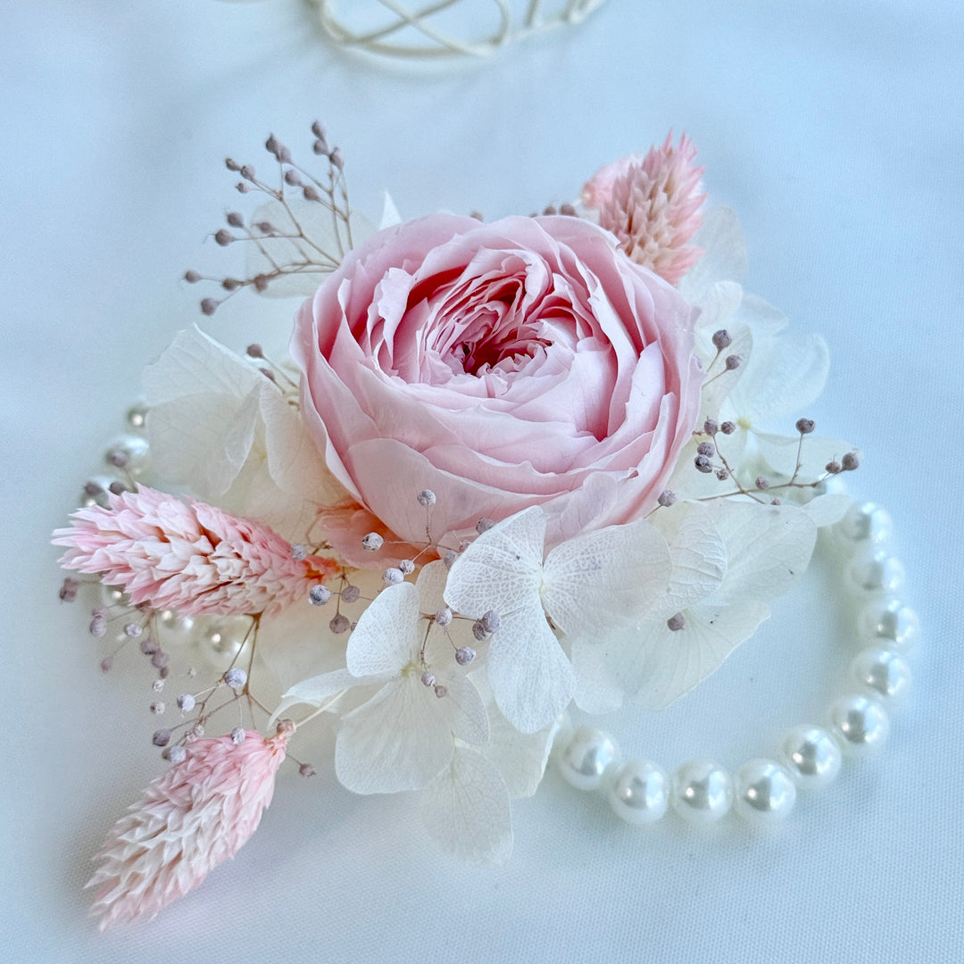 Blushing Garden Rose - Preserved Flower Wrist Corsage