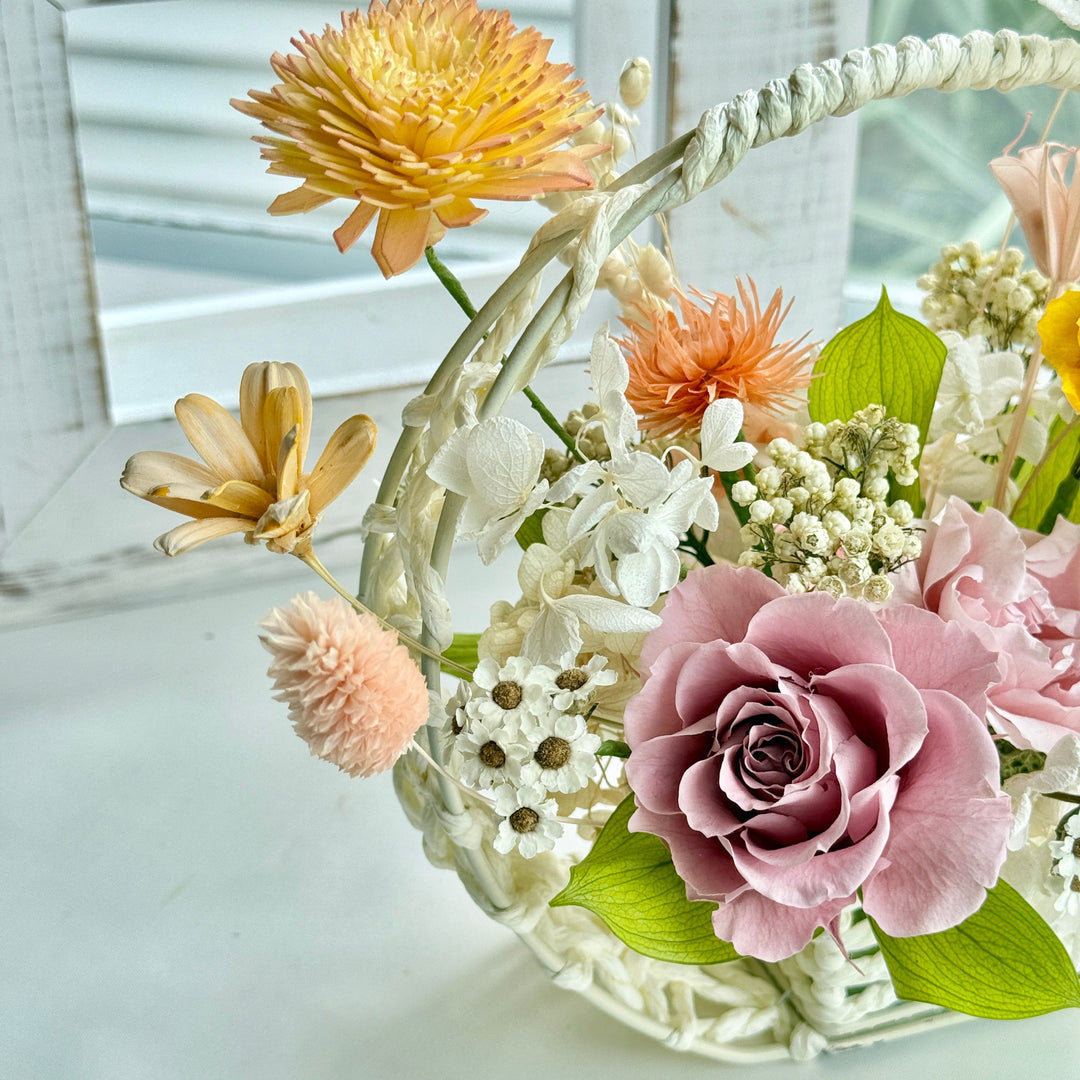 Whimsy Pastel Basket – Preserved Flower Gift