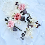 Load image into Gallery viewer, Blush Eternal – Dusty Rose &amp; Blush Pink Preserved Floral Bridal Hairpiece Set (5-Piece)
