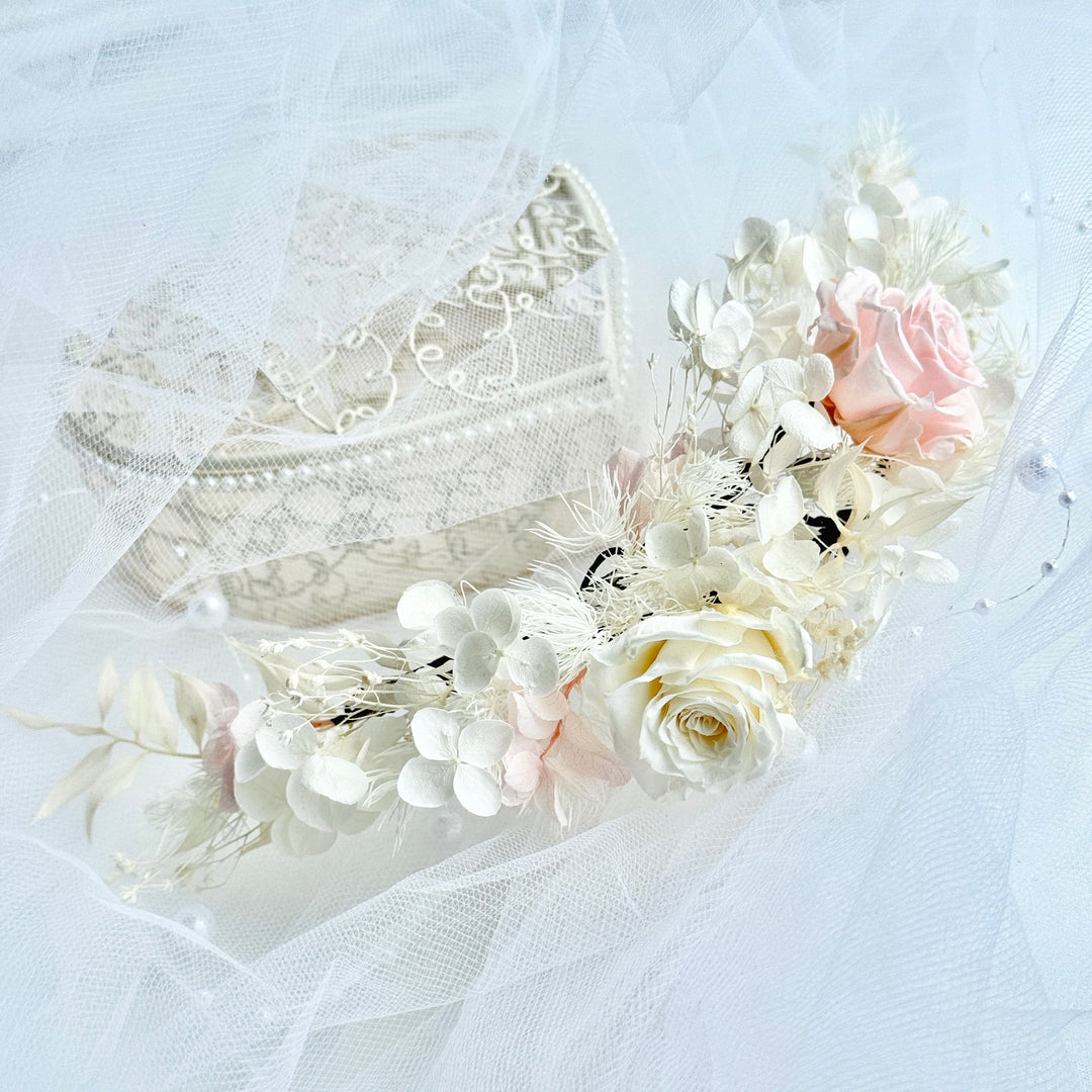 Cloud Blush –  Preserved Floral Bridal Hairpiece Set (2-Piece)