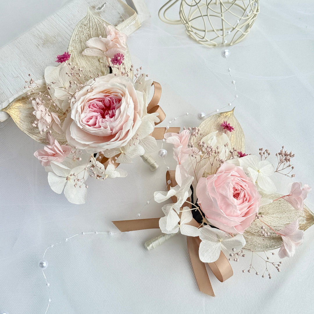 Blushing Garden Rose - Preserved Flower Boutonniere