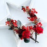 Load image into Gallery viewer, Velvet Flame – Preserved Floral Bridal Hairpiece Set (2-Piece)