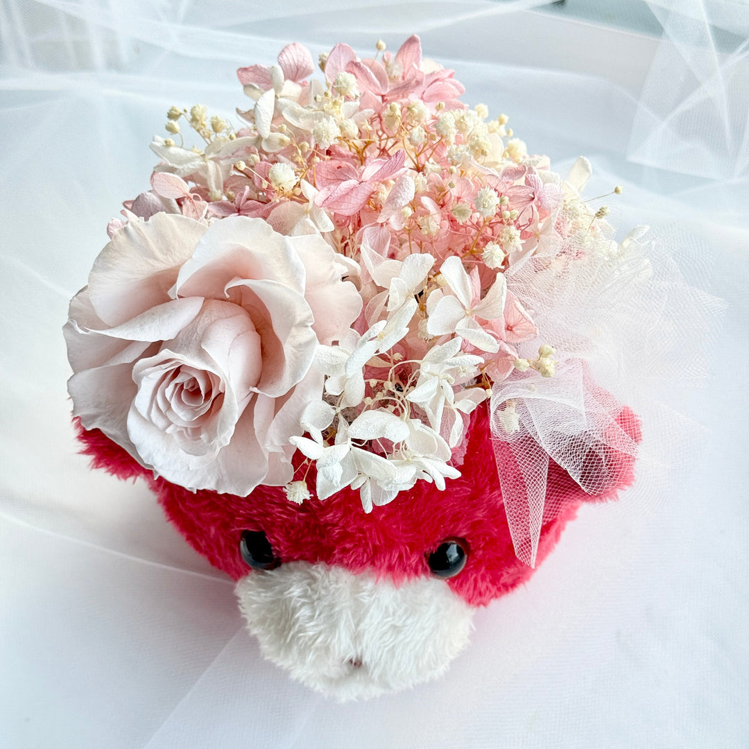 Teddy Bloom Duo – Preserved Flower Plush Arrangement