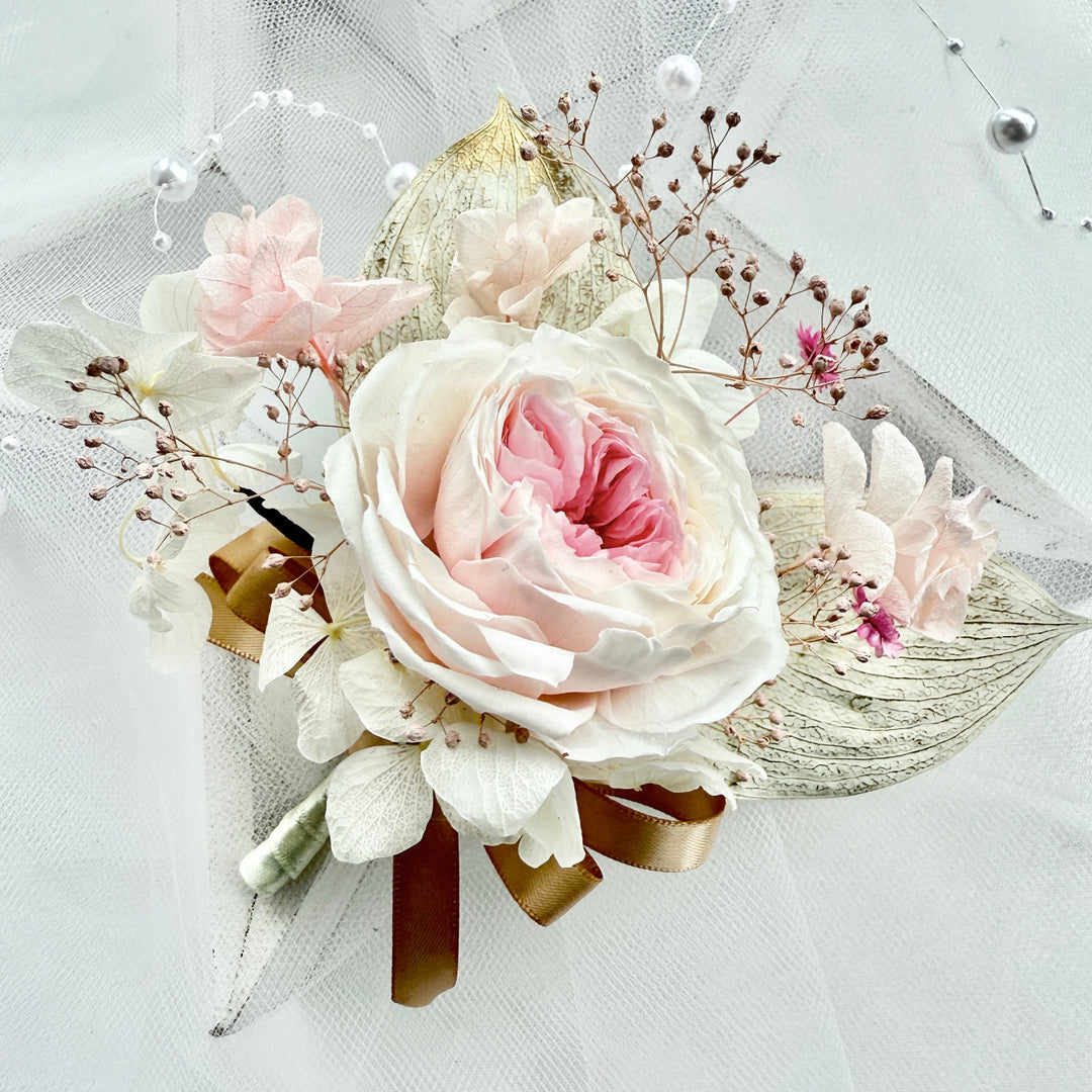 Blushing Garden Rose - Preserved Flower Boutonniere