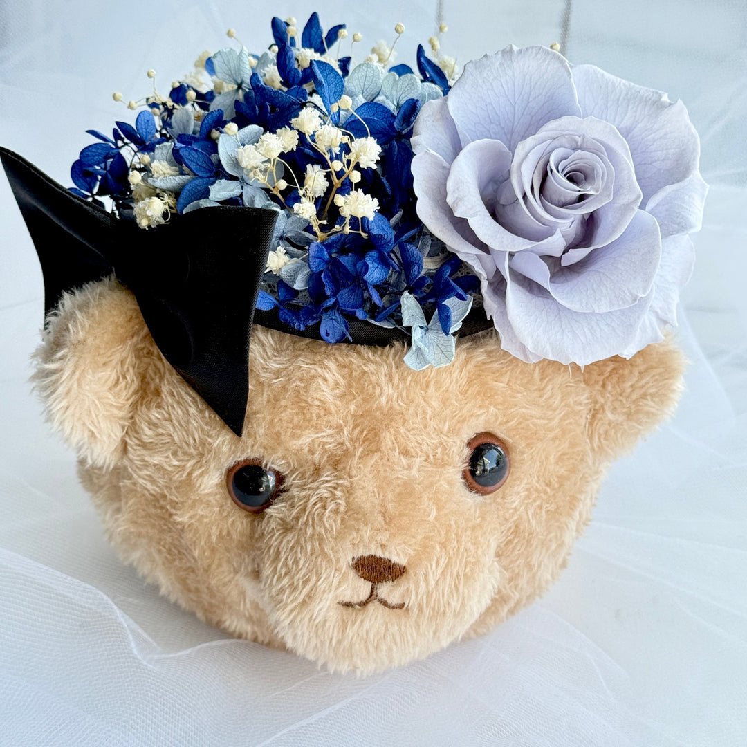 Teddy Bloom Duo – Preserved Flower Plush Arrangement