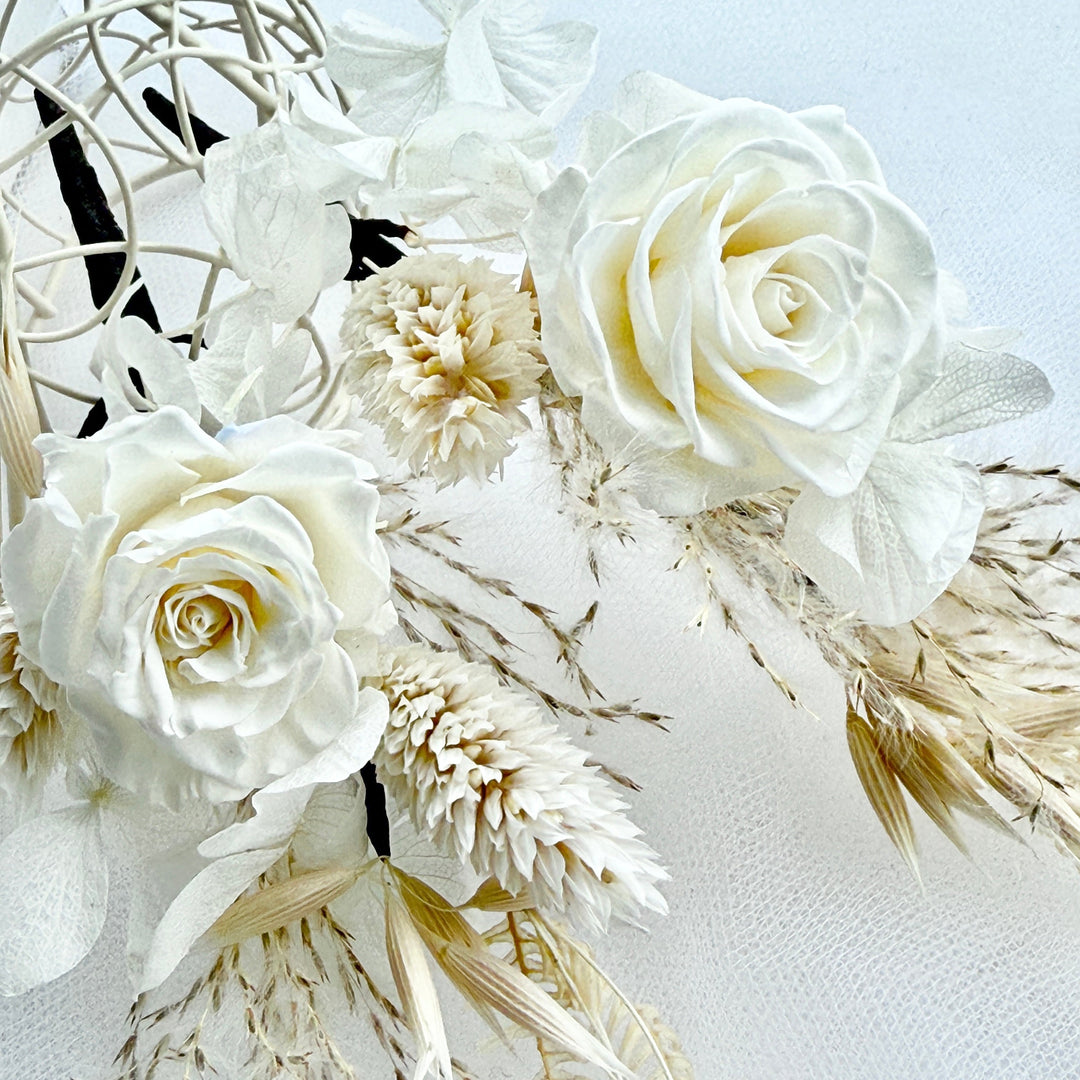 Boho Ivory – Whisper Preserved Floral Bridal Hairpiece Set (7-Piece)