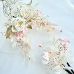 Load image into Gallery viewer, Blushing Garden Rose – Preserved Floral Bridal Hairpiece Set (2-Piece)