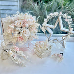 Load image into Gallery viewer, Preserved blush and ivory bridal bouquet styled for a soft romantic wedding.