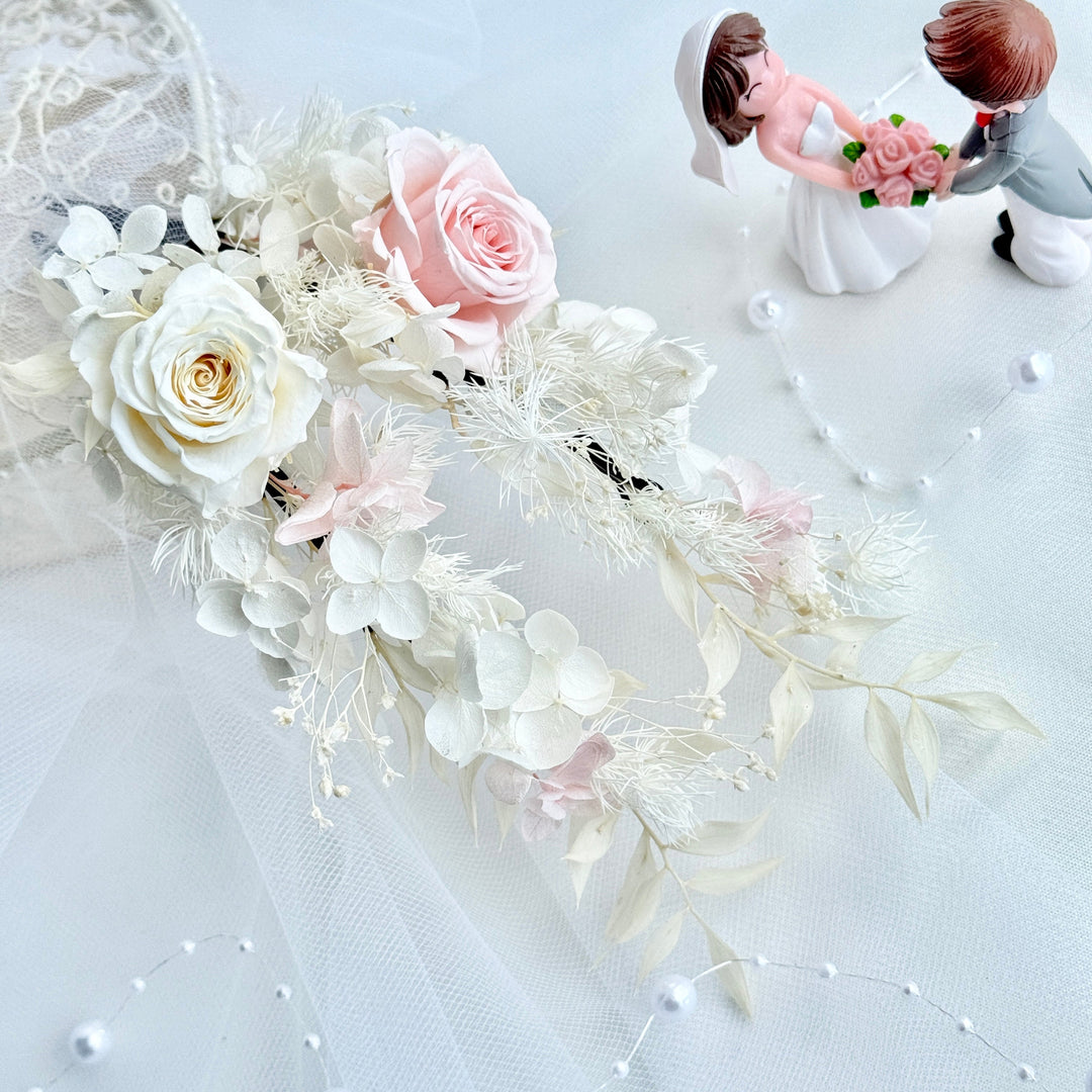 Cloud Blush –  Preserved Floral Bridal Hairpiece Set (2-Piece)
