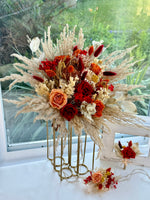 Load image into Gallery viewer, Luxury preserved flower bridal bouquet with natural movement and wild bohemian texture in earthy warm tones
