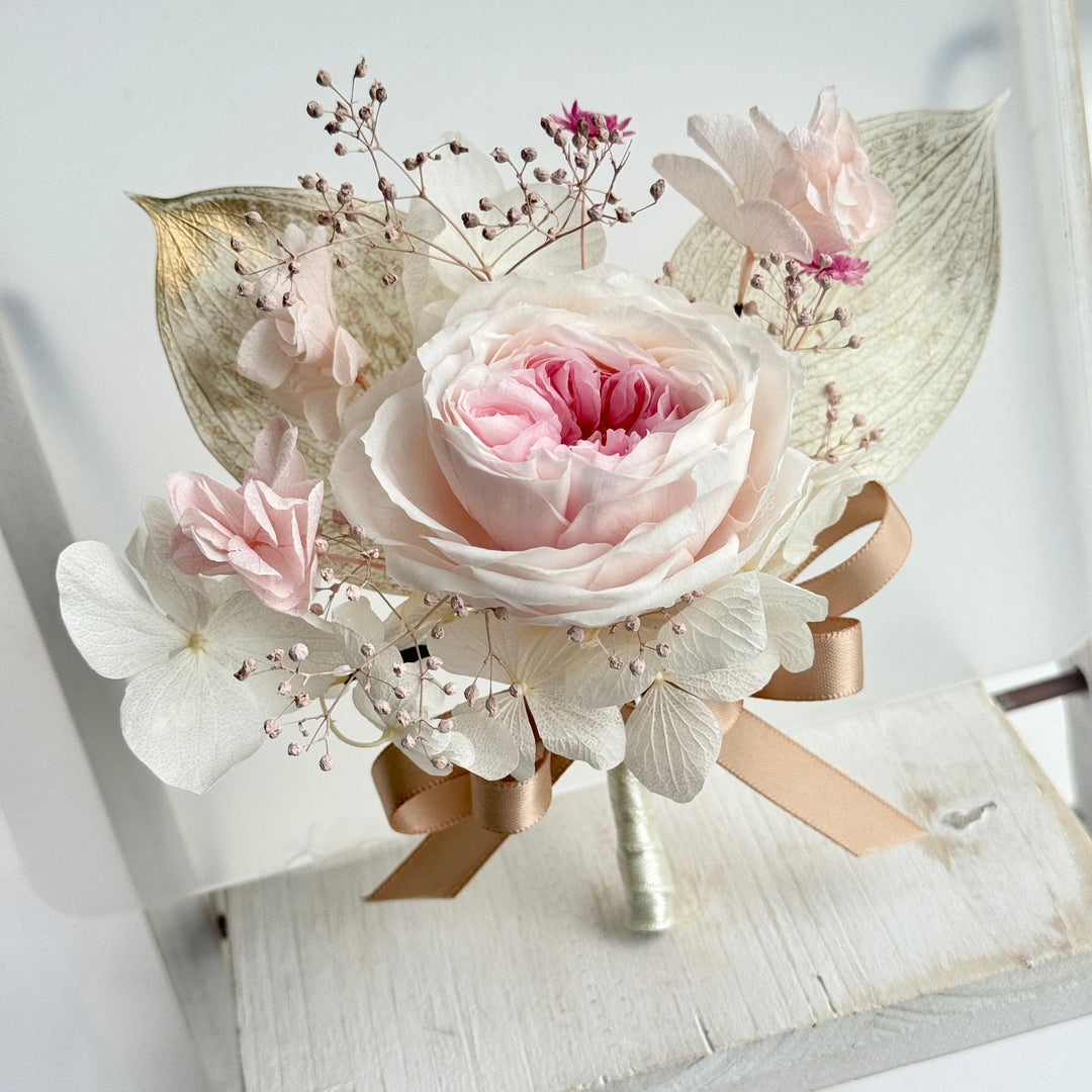 Blushing Garden Rose - Preserved Flower Boutonniere