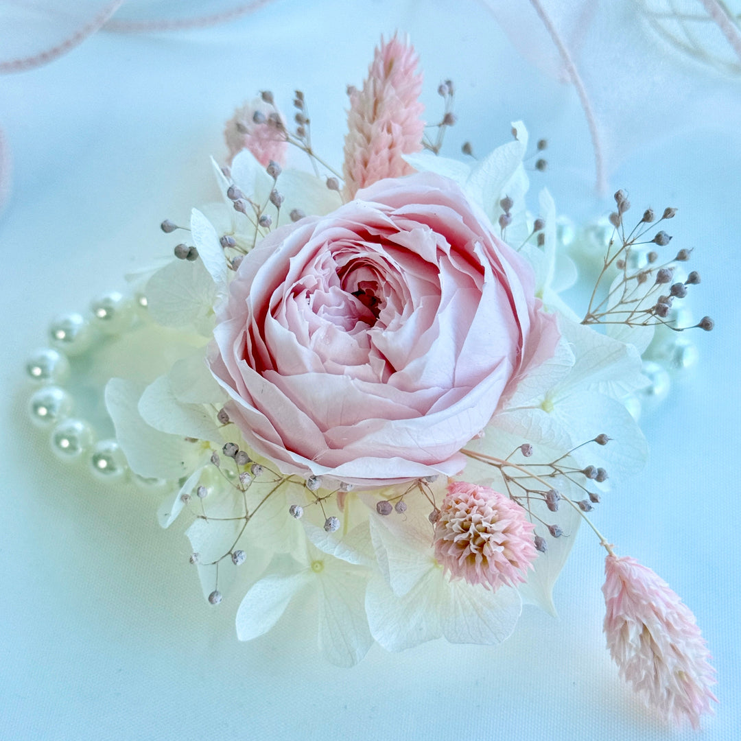 Blushing Garden Rose - Preserved Flower Wrist Corsage