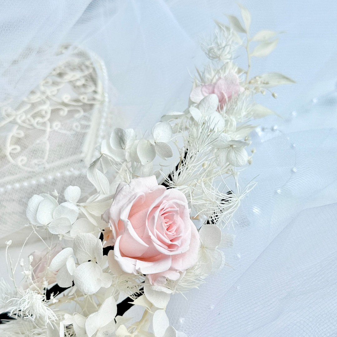 Cloud Blush –  Preserved Floral Bridal Hairpiece Set (2-Piece)