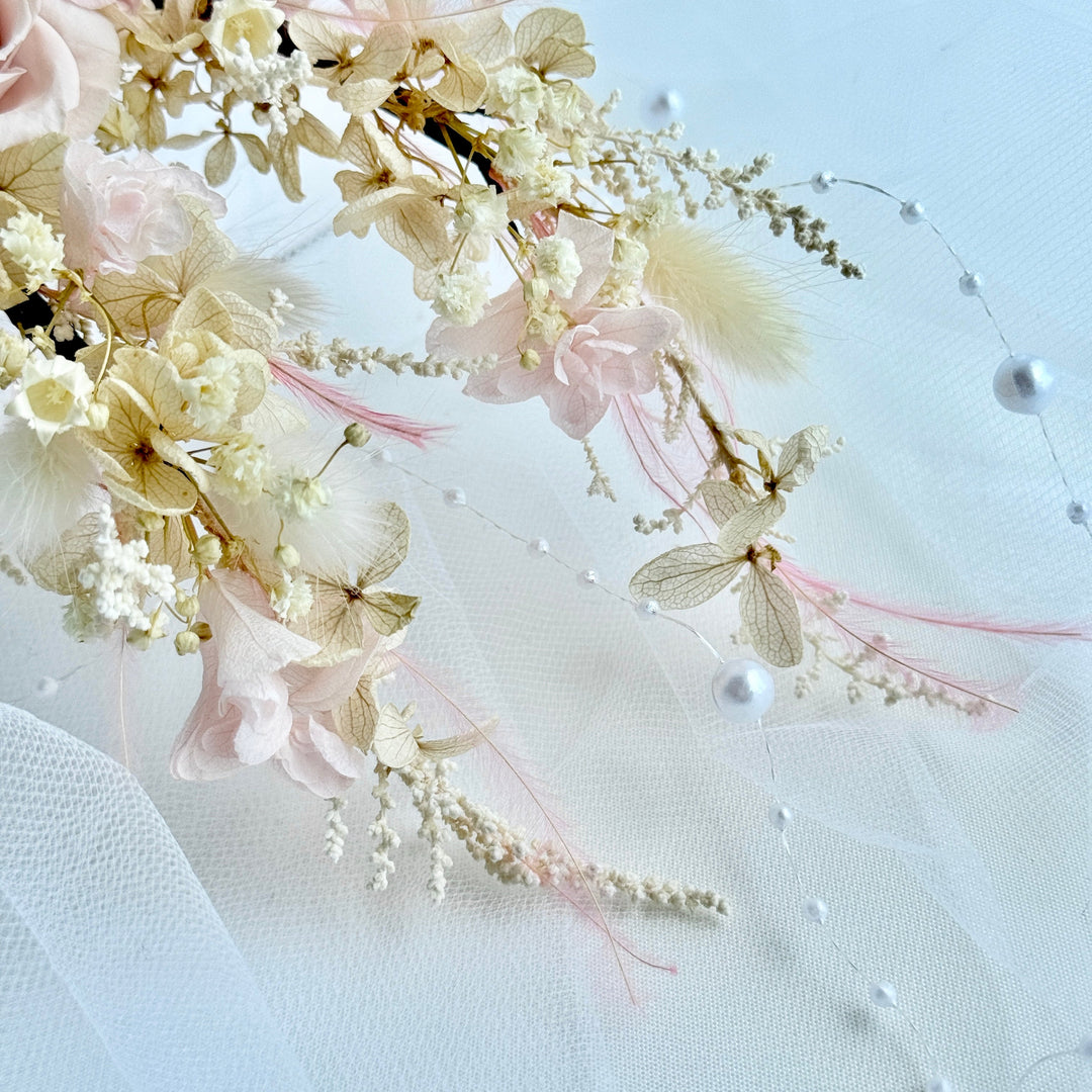 Rose Dust -  Preserved Floral Bridal Hairpiece Set (2-Piece)
