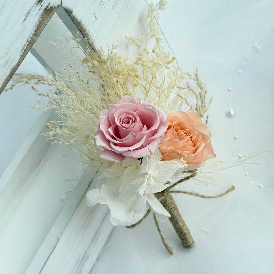Sunset Garden – Preserved Flower Boutonniere for Groom & Groomsmen