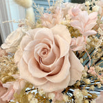 Load image into Gallery viewer, Close-up of preserved champagne and ivory flowers in bridal bouquet