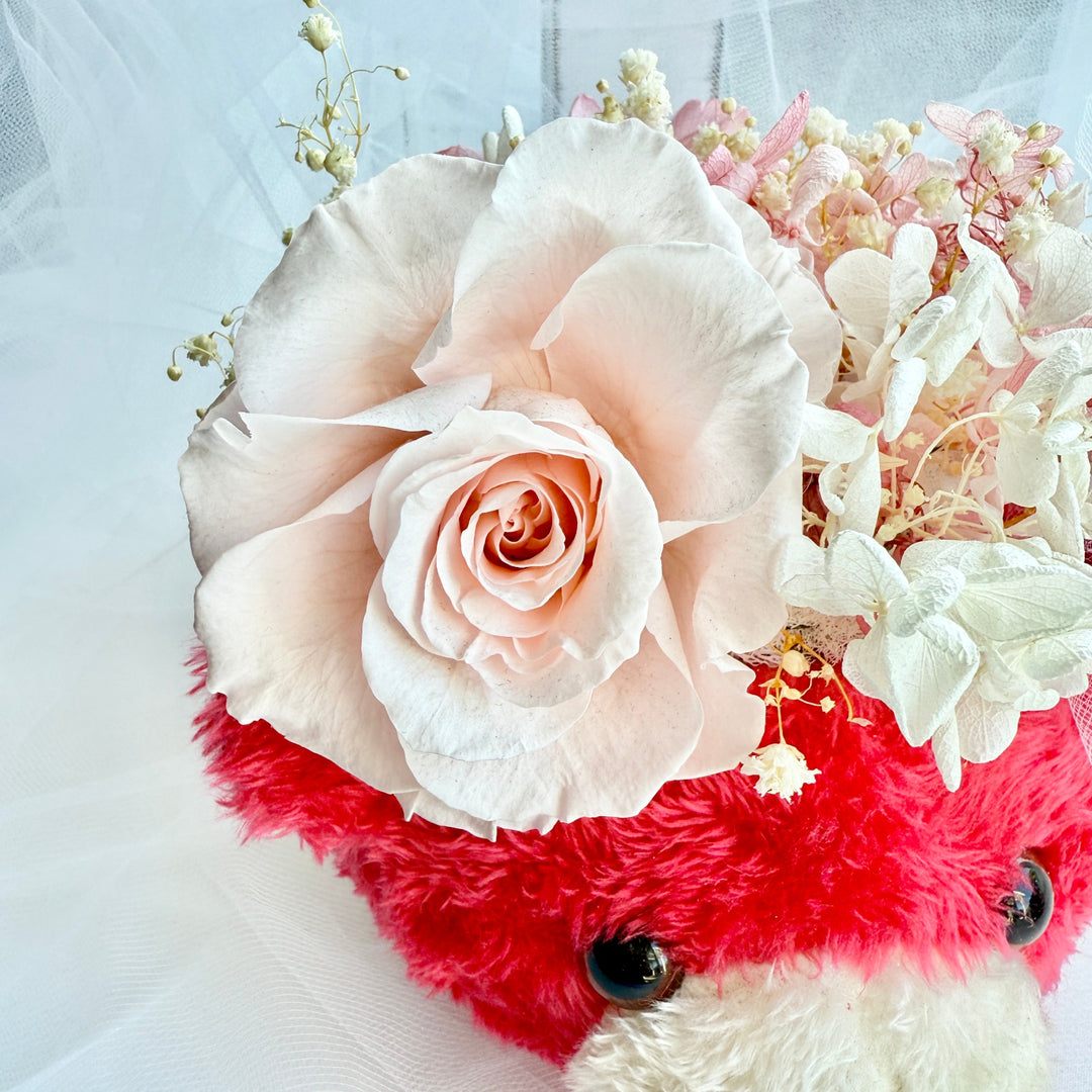 Teddy Bloom Duo – Preserved Flower Plush Arrangement