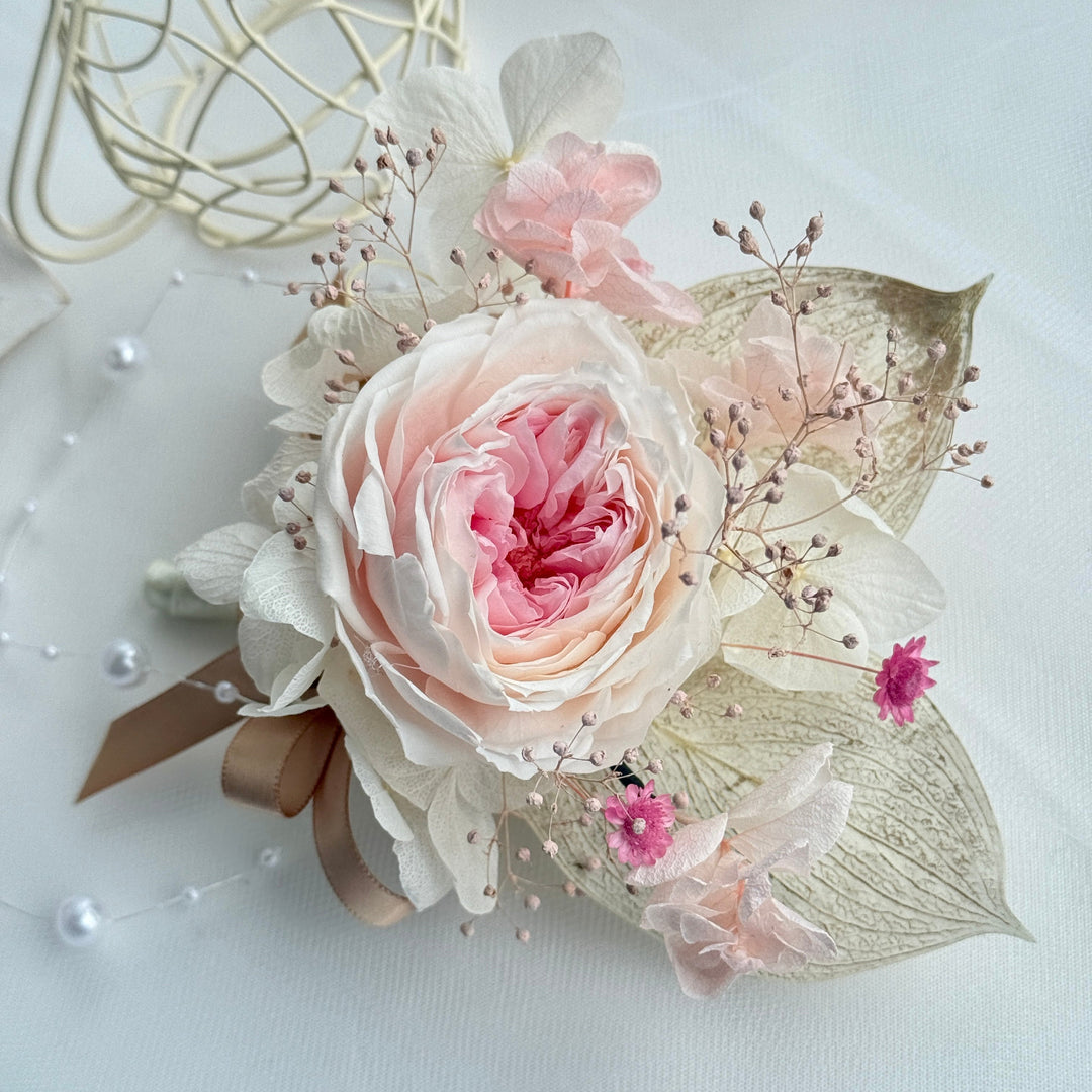 Blushing Garden Rose - Preserved Flower Boutonniere