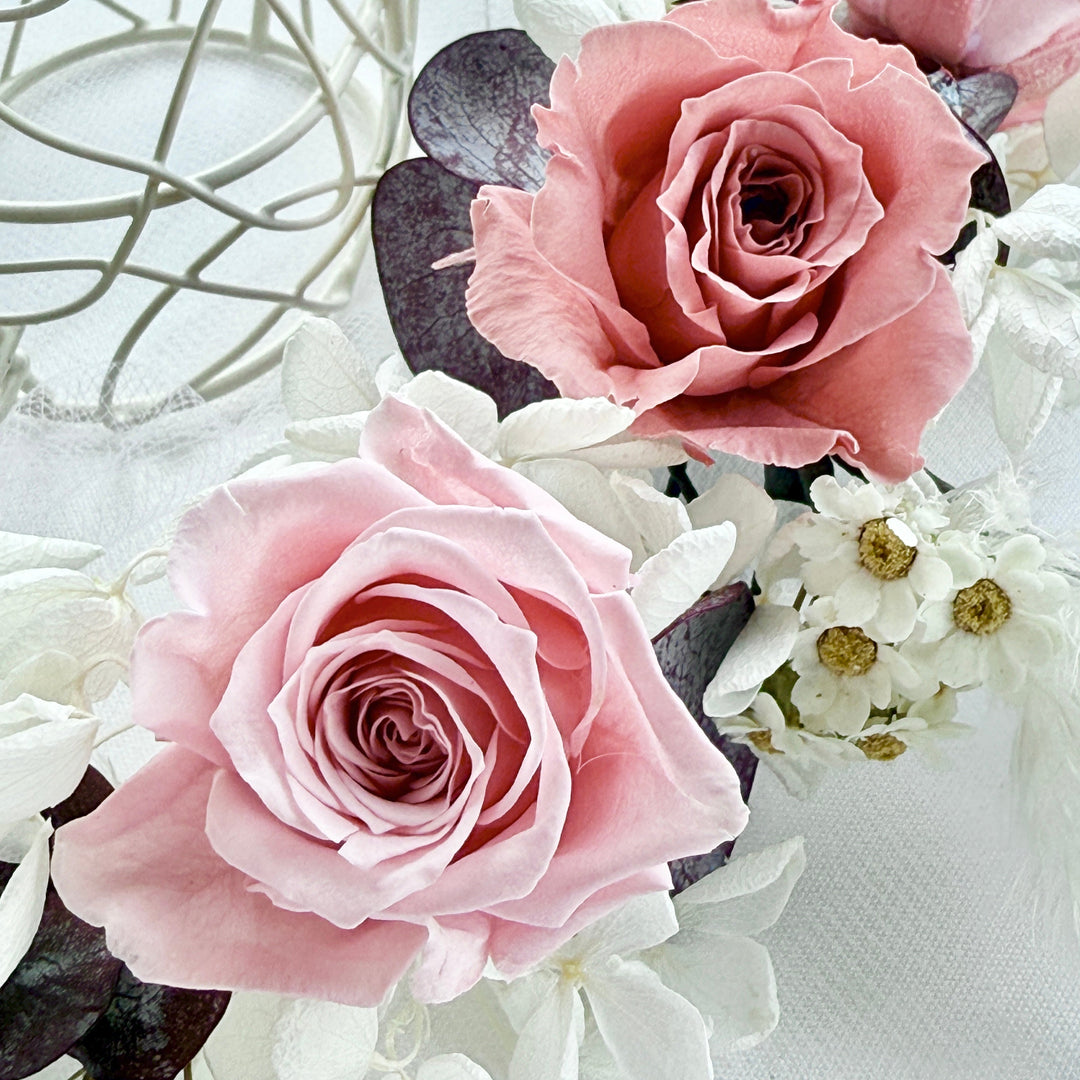 Blush Eternal – Dusty Rose & Blush Pink Preserved Floral Bridal Hairpiece Set (5-Piece)