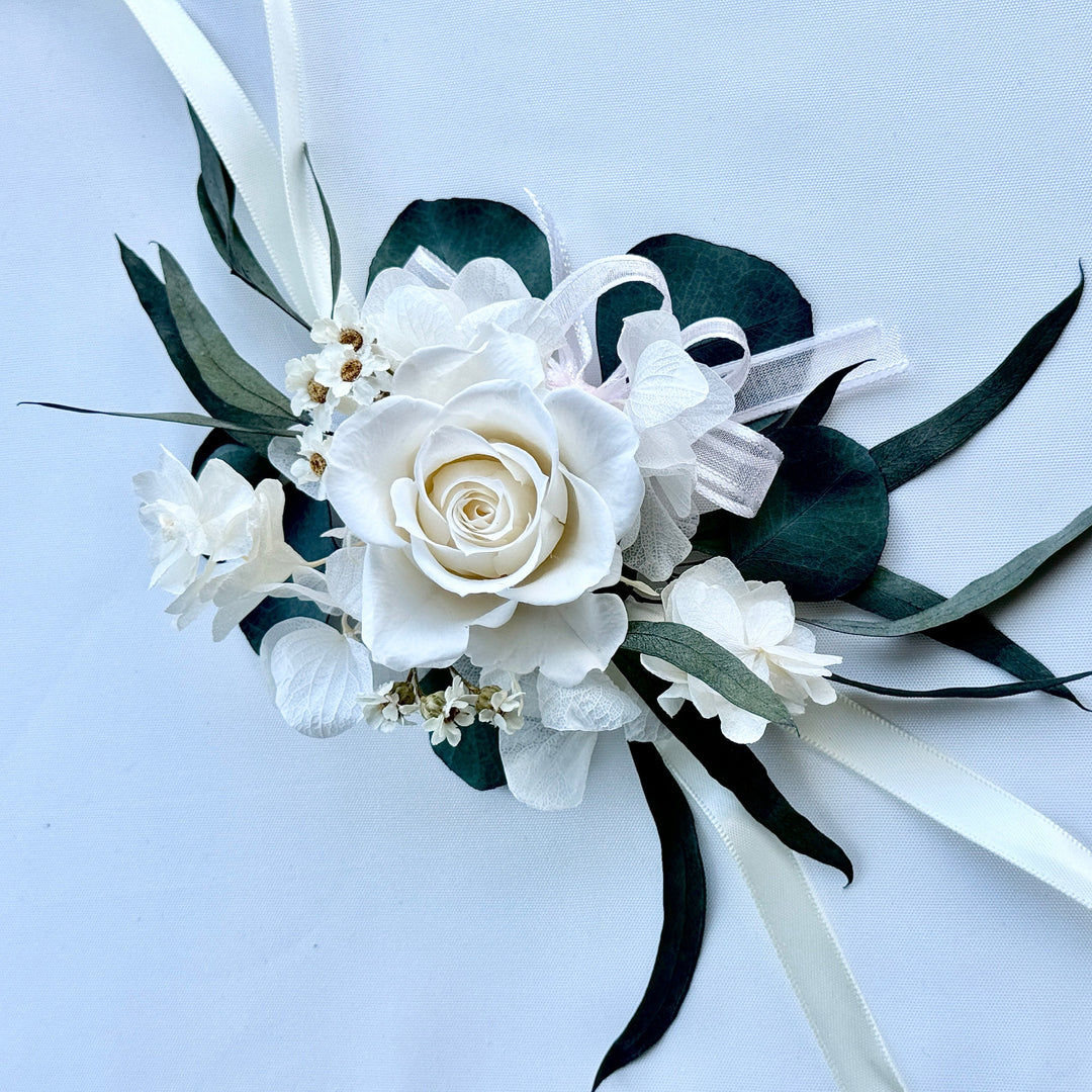 Ethereal Ivory - Preserved Flower Wrist Corsage