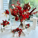 Load image into Gallery viewer, Velvet Flame – Preserved Floral Bridal Hairpiece Set (2-Piece)