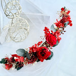 Load image into Gallery viewer, Velvet Flame – Preserved Floral Bridal Hairpiece Set (2-Piece)
