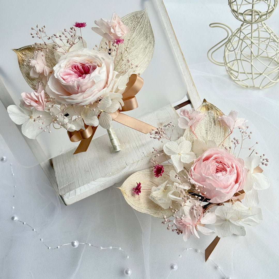 Blushing Garden Rose - Preserved Flower Boutonniere